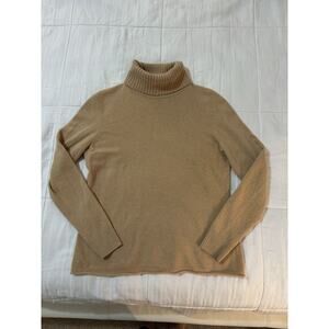 Lafayette 148 Sweater Womens Small Beige/Mustard Cashmere Wool Turtleneck Size M